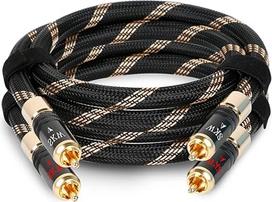 SKW Upgrade RCA garso kabelis nuo 2 x RCA iki 2 x RCA vyriškos lyties su savaime užsifiksuojančiu kištuku, RCA kabelis, suderinamas su CD, stiprintuvu, dekoderiu - 3M