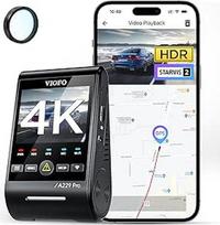 VIOFO A229 Pro 1CH 4K STARVIS 2, HDR priekinė automobilio prietaisų skydelio kamera, valdymas balsu ir 5 GHz "Wi-Fi" belaidžio ryšio automobilinė kamera, itin tiksli GPS su CPL filtru, "Super Night Vision 2.0", balso išvestis, iki 512GB maks.