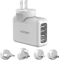 VOOMY universalus kelionių adapteris su 4 USB lizdais - pasaulinis kelionių kištukas, skirtas daugiau nei 170 šalių, idealiai tinka kelionėms po JAV, Europą, Australiją, įskaitant Angliją, Tailandą, Indiją - kelių lizdų adapteris
