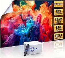 [Fresnelio 85 % ALR ekranas ir srautinio perdavimo išmanusis projektorius] Lauko dienos šviesos ekranas 1,8 dB stiprinimas 100 % sRGB 8K/4K suderinamas 75 colių namų projektorius Automatinis fokusavimas Dolby Audio WiFi 6 Bluetooth 5.4 1080P