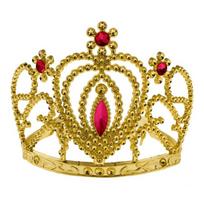 Princesės diadema „The Queen’s Gold Diadem“ su rubinais – auksinė karūna vaikams, 9 cm