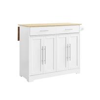 SoBuy Virtuvės Vežimėlis FKW129-WW Balta 113x91x44-69cm Medinis 2 Stalčiai