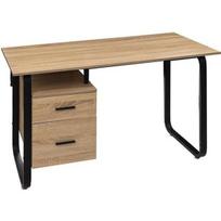 Ofisas su 2 stalčiais medžio ir metalo efektu - 5Five - Natūralus - 120 cm x 60 cm x 75 cm