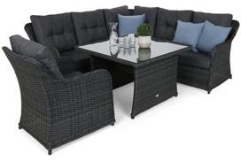 Lauko baldų komplektas Bergamo Corner su 1 foteliu, Grey / Grey Melange