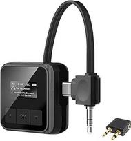 "Bluetooth 5.3" siųstuvo imtuvas televizoriui ir 2 belaidėms ausinėms "Dual Link 2-in-1" belaidis "Bluetooth" garso adapteris su 3,5 mm Aux/USB-C įvadu, skirtas naudoti lėktuve, sporto salėje, automobilyje