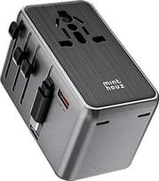 "Minthouz" kelioninis adapteris visame pasaulyje, GaN III PD 100 W universalus kelioninis kištukas su 2 USB C ir 1 USB A, tarptautinis kištukinis lizdas su ilginamu kabeliu, universalus adapteris Jungtinei Karalystei, JAV, Japonijai, Kinijai