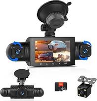 1080P WiFi "Dash Cam" kamera automobiliui su programėle, 3 colių priekinė kamera, 24 val. parkavimo stebėjimas, naktinis matymas, G jutiklis, kilpos įrašymas, sulankstoma ir veidrodinė, su 64GB kortele, skirta "iOS" / "Android
