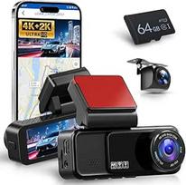 4K + 2K Dash Cam automobilio priekinė galinė kamera su "WiFi", 2 x Dash Cam 1080P automobilio kamera su 3,16 colių IPS ekranu, 24 val. parkavimo stebėjimas, naktinis matymas, G jutiklis, su 64GB