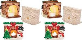 Baker Ross FX793 Weihnachtskamin-Keramik-Teelichthalter - Schachtel mit 3 Stück, Weihnachtsdekorationen und Bastelarbeiten für Kinder (Packung mit 2)