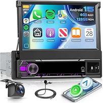Hodozzy 6G + 128GB Android 15 Automobilinis radijas su 1 DIN ekranu ir "Carplay" belaidžiu "Android" automobilyje, 7 colių jutiklinis ekranas, navigacijos GPS radijas su "WiFi", "Bluetooth", FM/AM/RDS, DSP, USB ir atbuline eiga