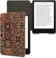 kwmobile dėklas, suderinamas su "Amazon Kindle Paperwhite" (11th Gen - 2021) - kamštinis elektroninės skaityklės apsauginis dangtelis - modelio dizainas, rudai mėlynas, raudonas