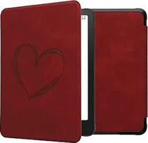 kwmobile dėklas, suderinamas su "Amazon Kindle Paperwhite" (2024)/"Colorsoft" dėklu - dirbtinės odos dangtelis - "Heart Brush Dark Red