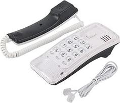 Laidinis fiksuotojo ryšio telefonas, fiksuotojo ryšio telefonas su paskutinio numerio pakartojimo funkcija, nešiojamasis sieninis telefonas, skirtas banko skambučiams namuose, viešbutyje ir biure (baltas)