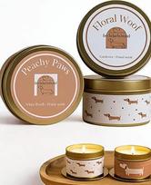 Mini kvapiųjų žvakių dovanų rinkinys - 2 sojų vaško žvakių rinkinys stiklinėje su taksų motyvu, žvakė su papuošalais, 20 valandų degimo laikas, idealiai tinka atsipalaidavimui ir puošybai