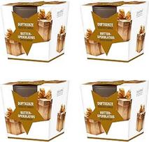 pajoma® kvapiųjų žvakių rinkinys, 4 vnt., sviesto žvakės, satininiame stikle, 4 x 120 g vaško svorio, degimo laikas: 25 valandos, elegantiškoje dovanų dėžutėje, aukščiausios kokybės