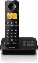 PHILIPS fiksuotojo ryšio telefonas D2651B/01 Single - Belaidis telefonas su atsakikliu - 1,6 colio ekranas - Telefonų knyga - Numerių atpažinimas - Greitojo rinkimo mygtukai - Didelis veikimo nuotolis - Juodas