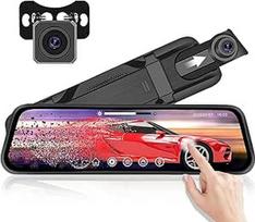 Veidrodis Dual Dash Cam 9,66 colių jutiklinis ekranas galinio vaizdo veidrodis 1080P Dash Cam automobilio priekis ir galas su ultra naktinio matymo G jutikliu Parkavimo pagalba 24 valandų parkavimo režimas HD vandeniui atspari kamera lengviesiems automobi