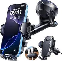 [2026 karinė klasė] YRU mobiliojo telefono laikiklis Automobilis Mobiliojo telefono laikiklis Automobilis [Stipriausias siurbimo puodelis ir spaustukas] Universalus automobilinis mobiliojo telefono laikiklis prietaisų skydelio diskas Ventiliacija iPhone 1