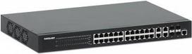 INTELLINET 24-Port Gigabit Ethernet PoE+ Web-Managed Switch mit 4 Gigabit Kombo-Base-T/SFP-Ports IEEE 802.3at/af Power over Ethernet (PoE+/PoE)-konform, 370 W, Endspan, 48,30cm (19) Rackmount (561426)