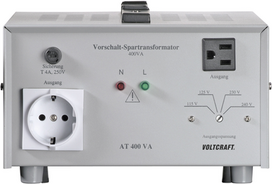 Voltcraft AT-400 NV Vorschalt-Transformator, Spannungswandler, 115/125/230/240 V/AC / 230/240/115/12 (AT 400VA)