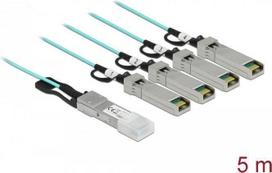 Delock - 40GBase Direktanschlusskabel - QSFP+ (M) zu SFP (M) - 5 m - 3 mm - Glasfaser - SFF-8436 - Active Optical Cable (AOC) - Aquamarin