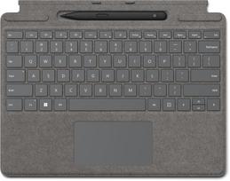 Microsoft Surface Pro Signature Keyboard - Tastatur - mit Beschleunigungsmesser, Trackpad, Surface Slim Pen 2 Ablage- und Ladeschale - QWERTY - GB - Platin - mit Slim Pen 2 - für Surface Pro 8, Pro 9 (8X8-00166)