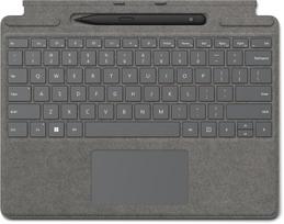 Microsoft Surface Pro Signature Keyboard - Tastatur - mit Beschleunigungsmesser, Trackpad, Surface Slim Pen 2 Ablage- und Ladeschale - Platin - kommerziell - mit Slim Pen 2 (8X8-00171)