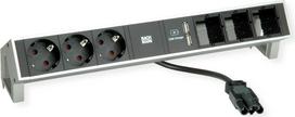 Desk2 3Schuko 3ABD USB Charger Inox (902.449)