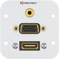 Kindermann 7441000586. Buchsen-Typ: HDMI + VGA + 3.5mm, Module Menge (max): 1 Modul(e). Produktfarbe: Aluminium, Material: Aluminium. Breite: 54 mm, Höhe: 54 mm, Tiefe (min): 5,8 cm (7441000586)