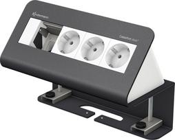 Kindermann CablePort desk² 4-fold - Steckdosengehäuse - Oberfläche montierbar - Spannungsversorgung X 2 - Slate Gray, RAL 7015 (7430000073)