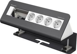 Kindermann CablePort desk² 6-fold - Steckdosengehäuse - Oberfläche montierbar - Spannungsversorgung X 4 - Slate Gray, RAL 7015 (7430000084)
