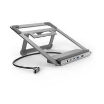 Hama Essential Line Connect2Office Stand - Dockingstation + Notebook-Halterung - USB-C 3.2 Gen 2 - HDMI, DP - 1GbE - 100 Watt