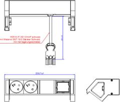 Bachmann DESK2 2xCEE7/3 1xCM 902.609Strom 0 2m GST18 RAL9005