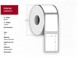 Capture Label 56x25mm. - Core 25. Removable. 1.000 labels per roll. 24 rolls per box. No Sensor Hole (30000010-NS)