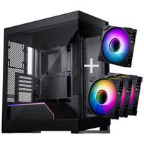 PHANTEKS NV-Serie NV5 MK2 ATX-Gehäuse, Tempered Glass, DRGB - Satin Black + 3er Pack M25 Gen2 PWM D-RGB Lüfter Reverse Blade + 1x Normal Fan - 120mm (GABU-514)