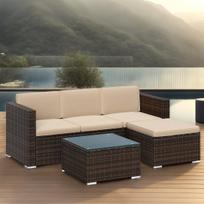 Patio Furniture Set, Terasinių baldų komplektas iš PE-poliratano, 60 x 173 x 66 cm, Ruda-Taupe, Patio mööblikomplekt, PE-polyrattanist terrassimööbel, 60 x 173 x 66 cm, pruun-taupi