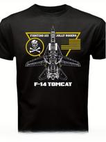 Vyriški F14 Tomcat Kovinis 103 Jolly Rogers Eskadrilės Aviacijos Marškinėliai Juodi Marškinėliai Laivyno Mėlyni Auksiniai Karinio Jūrų Laivyno Ženklelis Kovinis Lėktuvas L