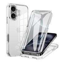 360° viso kūno apsaugos permatomas dėklas, skirtas iPhone 17 Air 16 16E 15 14 13 12 Mini 11 Pro Max Plus, dvipusis buferio dangtelis iPhone17 gray