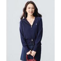 TERRE BLEUE Women's Hooded Knit Cardigan Jacket One Size tamsiai mėlyna