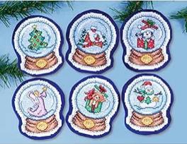 "Design Works" sniego gaublių siuvinėjimo kryželiu ornamentų rinkinys (6 vnt.), 3-1/2" x 4-1/4"