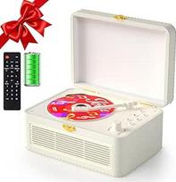 "Gueray" nešiojamasis "Bluetooth" CD grotuvas su garsiakalbiais 3600 mAh įkraunamas senovinių kompaktinių diskų grotuvas namams, retro ąžuolo medienos CD grotuvai FM radijas su nuotolinio valdymo pultu, palaiko USB AUX atkūrimą
