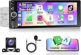1 DIN "Android" radijas su "A-pple Carplay" "Android" automobilinis radijas palaiko DAB+ OBD2 DSP, "Android" 15 6,9 colių IPS jutiklinio ekrano automobilinis radijas su GPS "Bluetooth" WLAN EQ FM/RDS + AHD atbulinės eigos kamera