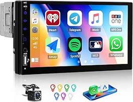 1 DIN automobilinio radijo imtuvo ekranas su belaidžiu "CarPlay Android" automobiliu, 7 colių jutiklinis ekranas su "Bluetooth" laisvų rankų įrangos rinkiniu Mirror Link FM radijas EQ AUX / USB / TF SWC + atbulinės eigos kamera