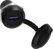 2 pakuotės USB 3.0 skydelio moterų jungties adapteris Vandeniui atsparus apvalus įvorės įvorės kištukas Inline kabelio važiuoklės moteris į moterį