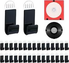 30 vinilinių plokštelių sieninių laikiklių, akrilo plokštelių pakabos, lipnūs vinilo sieniniai laikikliai, minimalistinis albumo sieninis laikiklis, skirtas LP kompaktinių plokštelių kolekcijai (juodas)