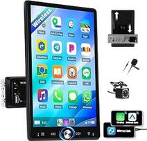CAMECHO automobilinis radijas 1Din belaidis "Carplay" belaidis "Android" automobilis su ekranu 10,4 colio "Bluetooth" radijo imtuvas sukiojamasis jutiklinis ekranas su FM/RDS Mirror Link vairo valdymu + atbulinės eigos kamera