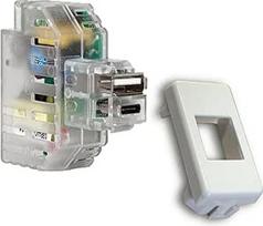 FANTON 82893-39 maitinimo šaltinio komplektas USB A+C 2,4 A jungtis Keystone, skirtas montuoti, su adapteriu, plokštelėmis ir laikikliais VIMAR Plana