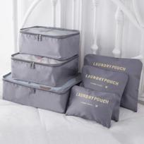 Kelioninis vandeniui atsparus nailoninis tinklinio užtrauktuko krepšio rinkinys, skirtas drabužių maišeliui, bagažo laikikliui 6Pcs Storage Bag Set pilka