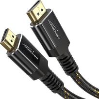 KabelDirekt 8K/4K HDMI 2.1 kabelis - 5 m - atsparus dužimui, metalinės jungtys ir pynimo apvalkalas (8K@60Hz, itin didelė sparta/48G, naujausias standartas, idealiai tinka PS5/Xbox, monitoriui/televizoriui/projektoriui, juodas)