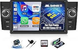 OiLiehu 4+64G Android 13 Dvigubas DIN automobilinis radijas Carplay Android automobilis Fiat Punto 05-09/Linea 07-11 automobilinis radijas su 7 colių ekranu su Mirror Link Bluetooth FM RDS GPS WiFi SWC EQ + atbulinės eigos kamera